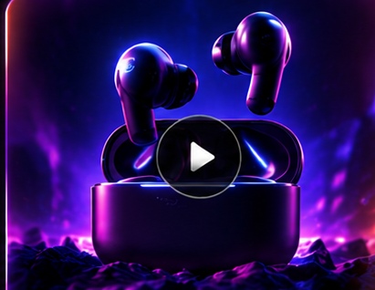 Branded short-form content featuring earbuds